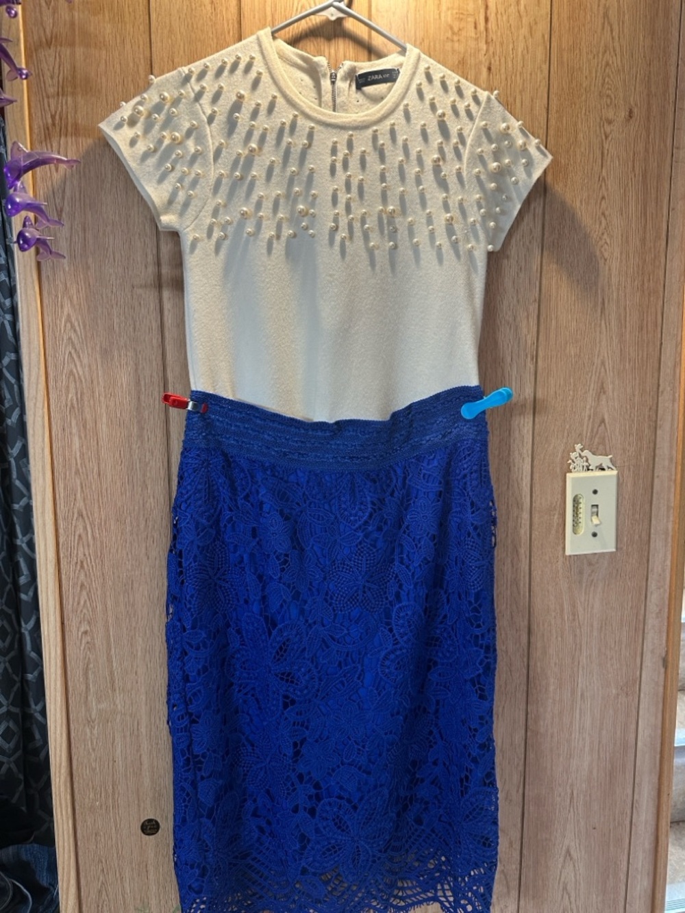 Cobalt Blue Crochet Midi Skirt